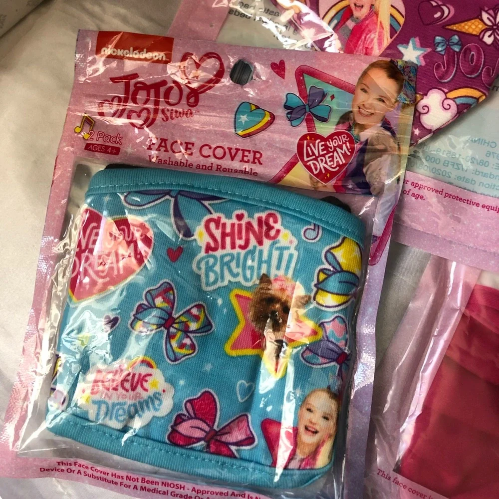 NEW kids Jojo Siwa Reusable Face Masks Bundle